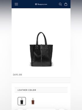 Barrington Nantucket Black Pebble Leather Tote Bag